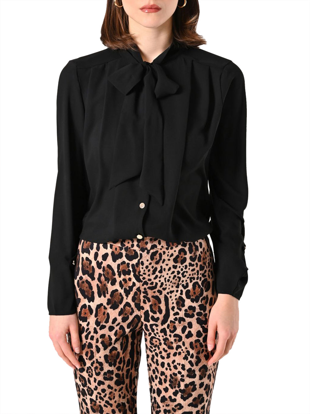 Rinascimento Camicia con fiocco Nero