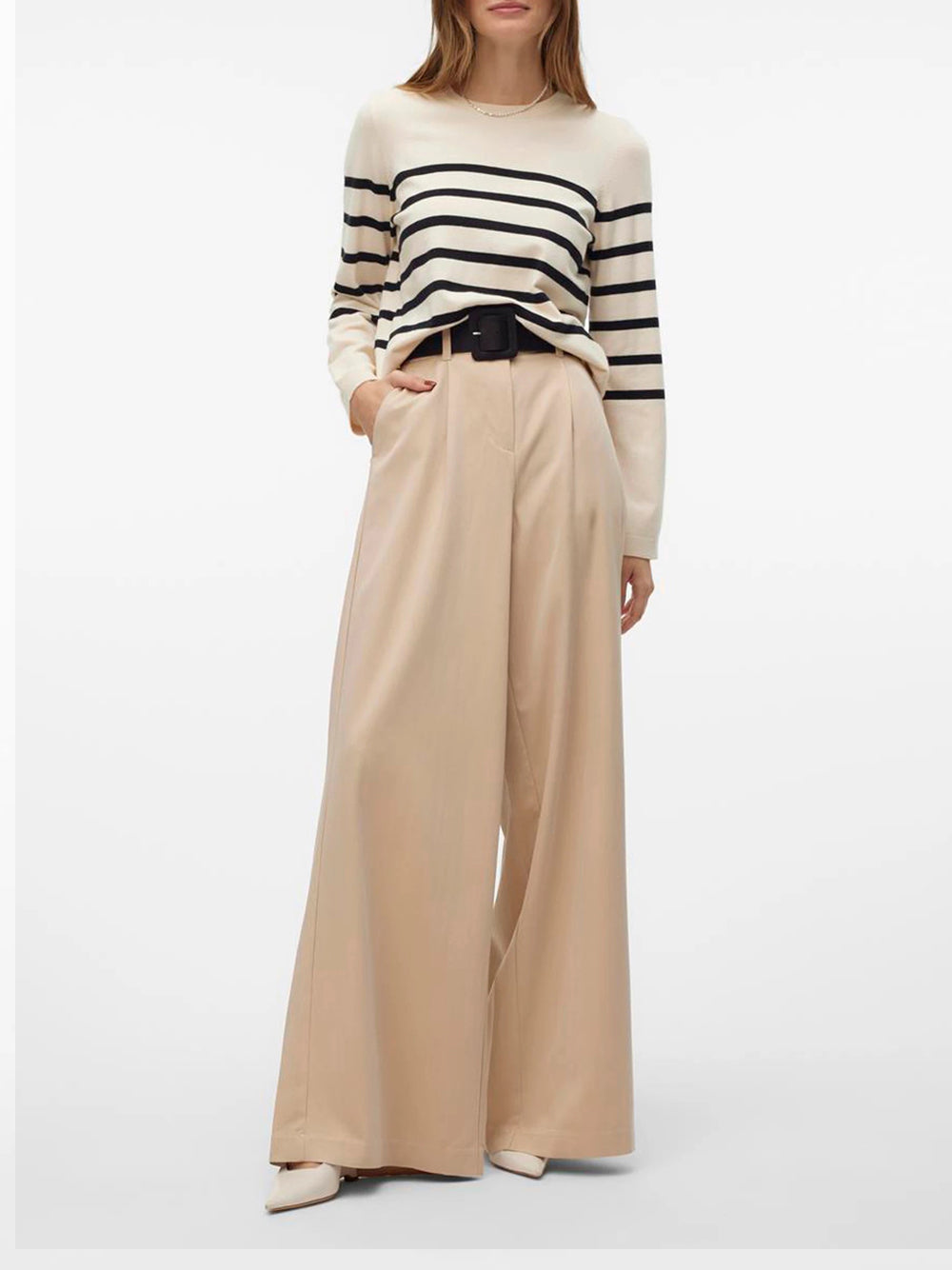 Vero Moda Pullover Saba con righe Bianco