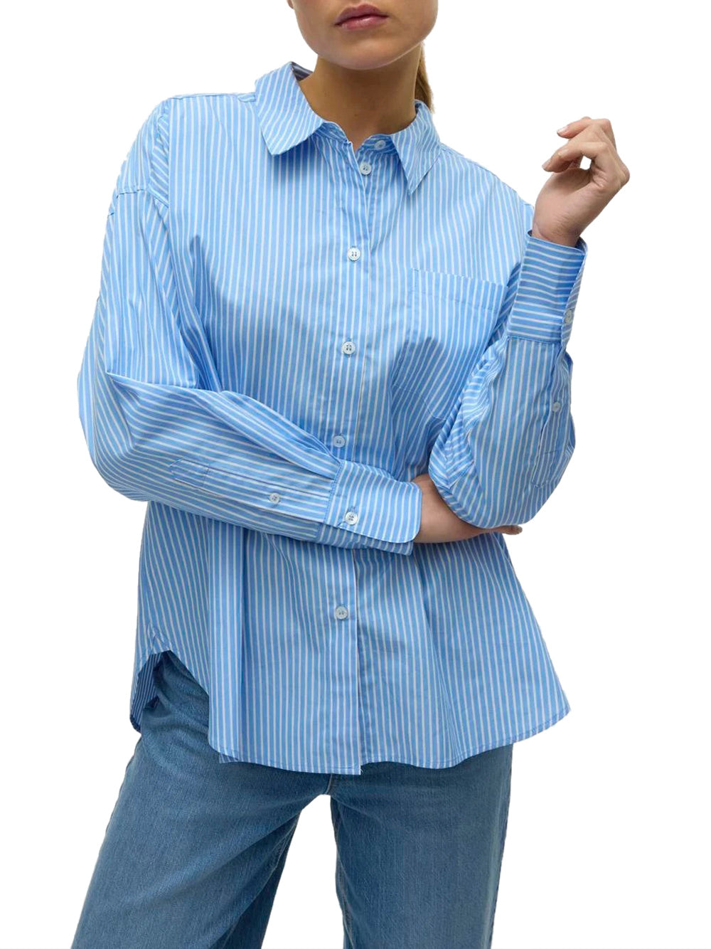 Vero Moda Camicia a righe loose Celeste