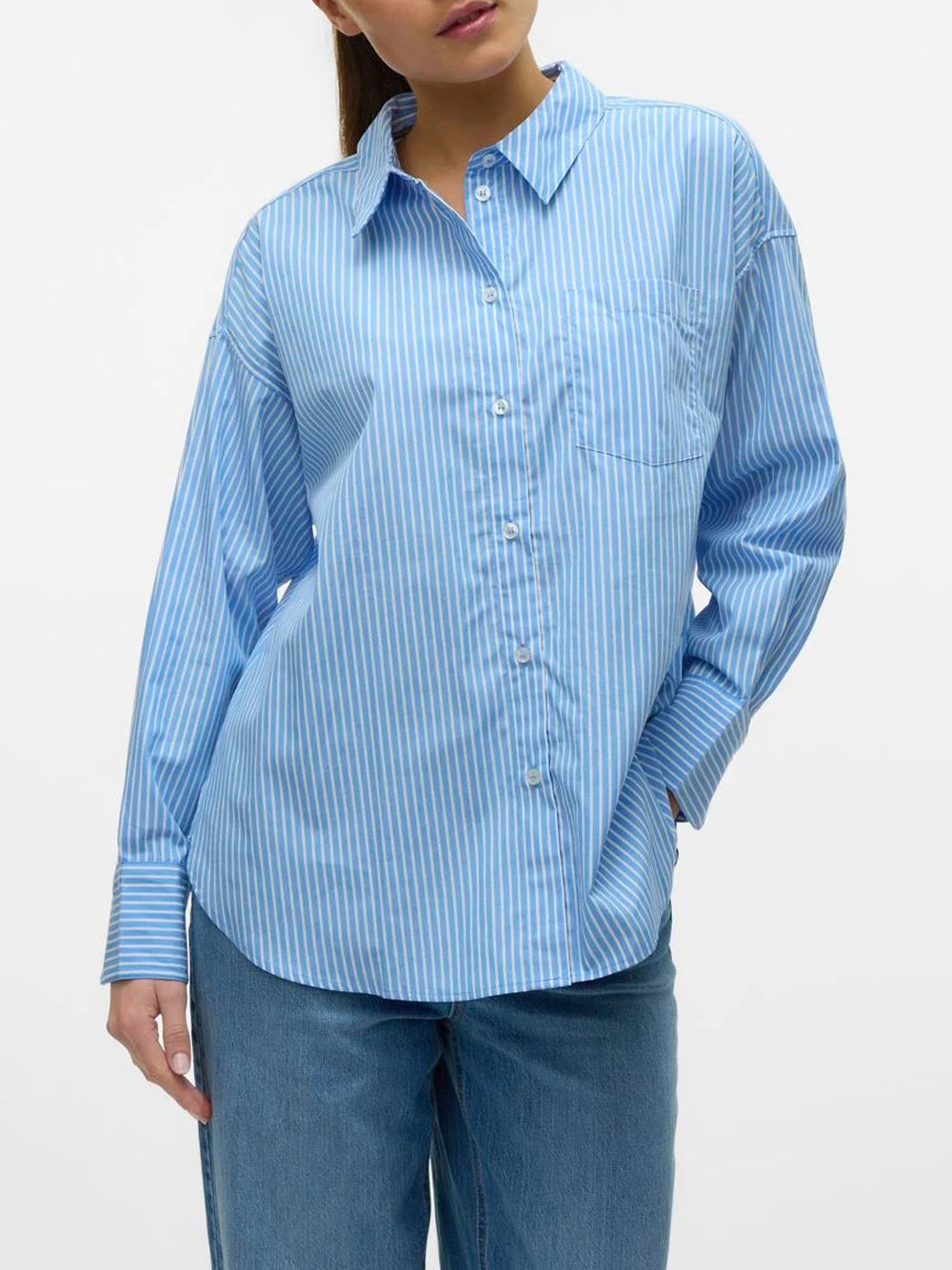 Vero Moda Camicia a righe loose Celeste