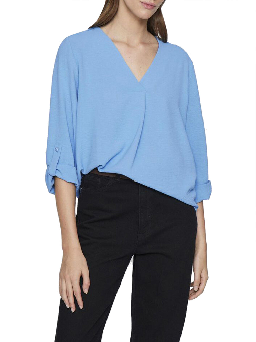 Vila Blusa scollo V manica 3/4 Josa Celeste