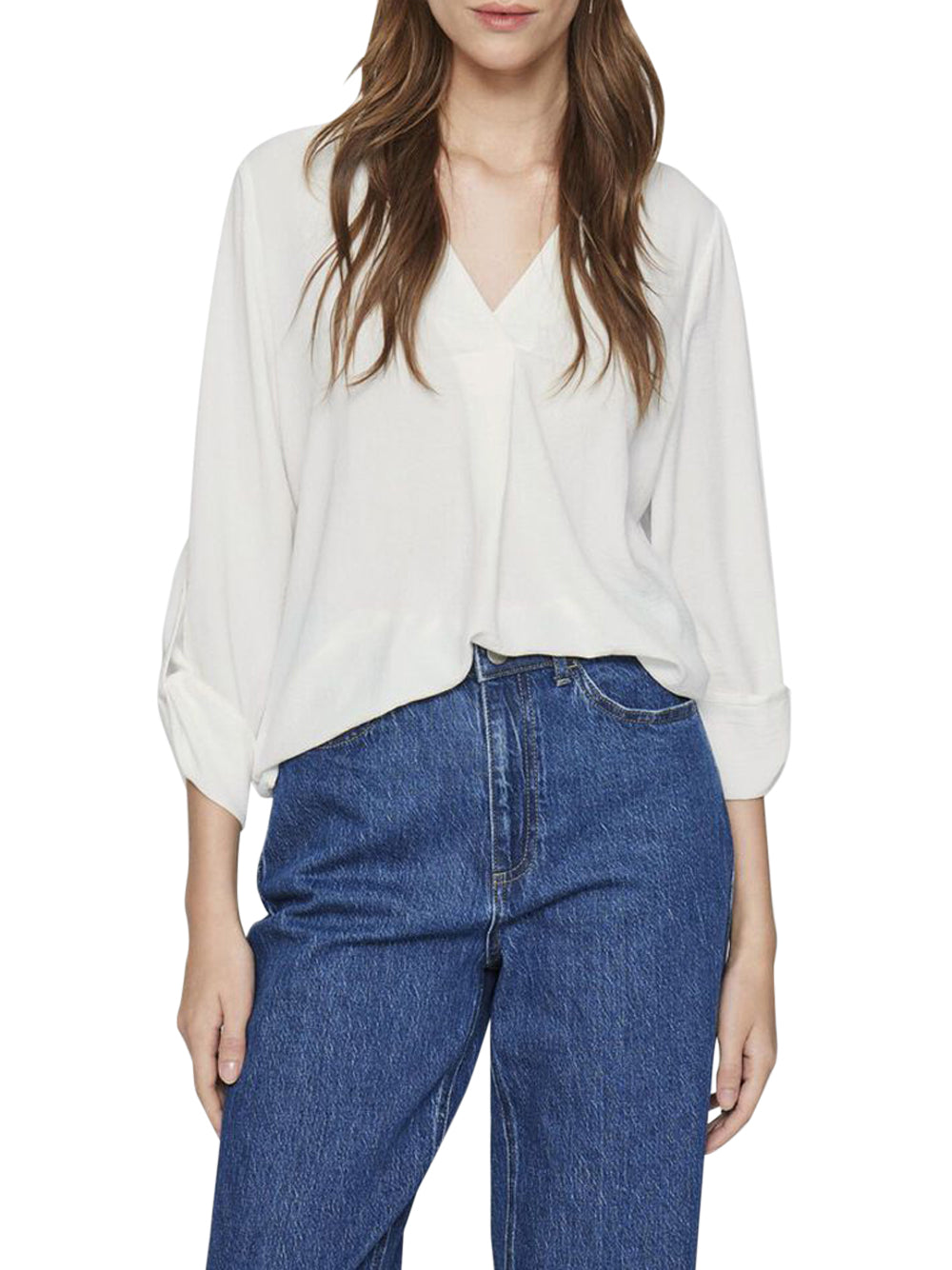 Vila Blusa scollo V manica 3/4 Josa Bianco