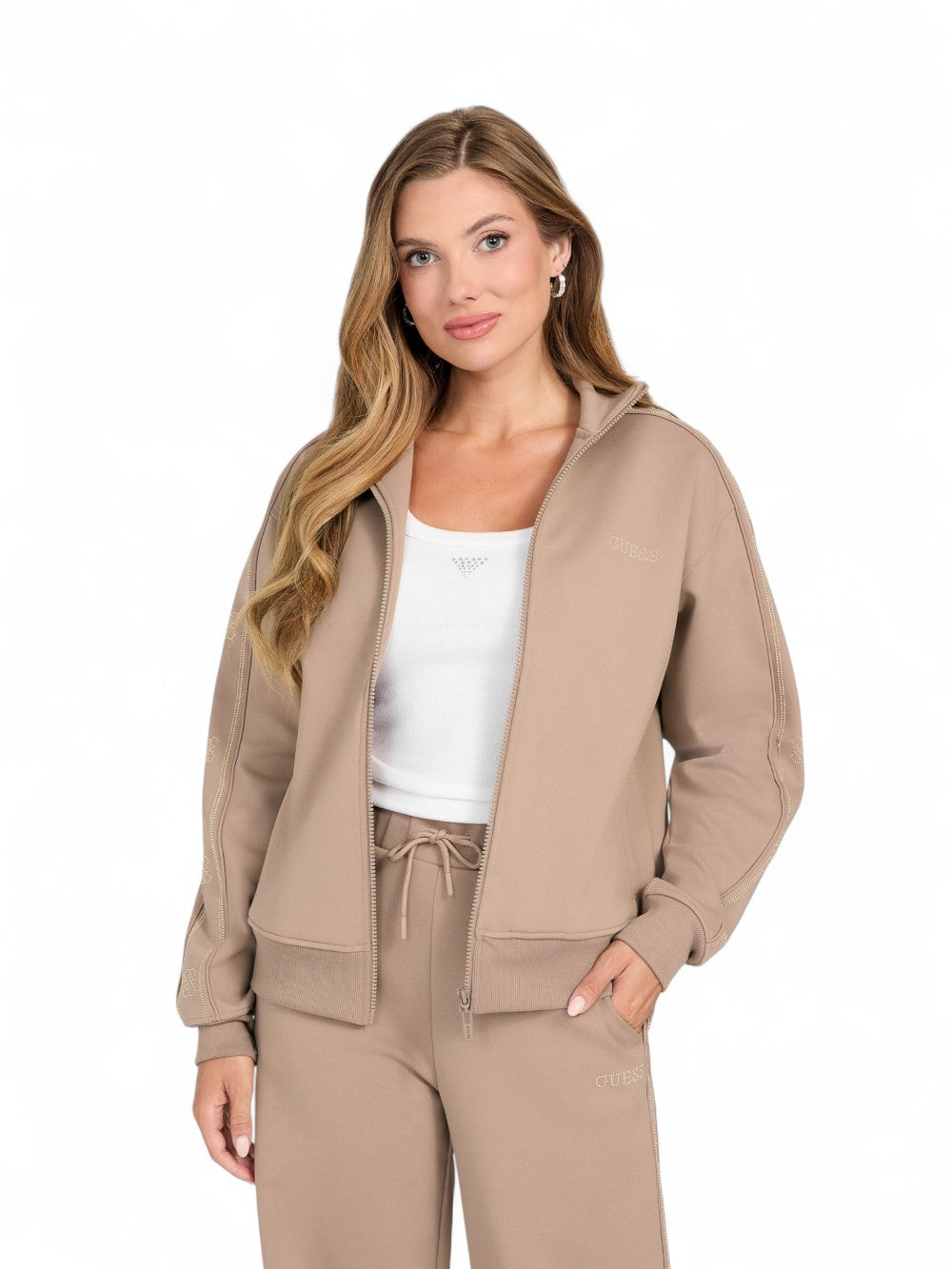 GUESS Felpa con zip Donna - Taupe modello V5BQ15KCX22 Marrone