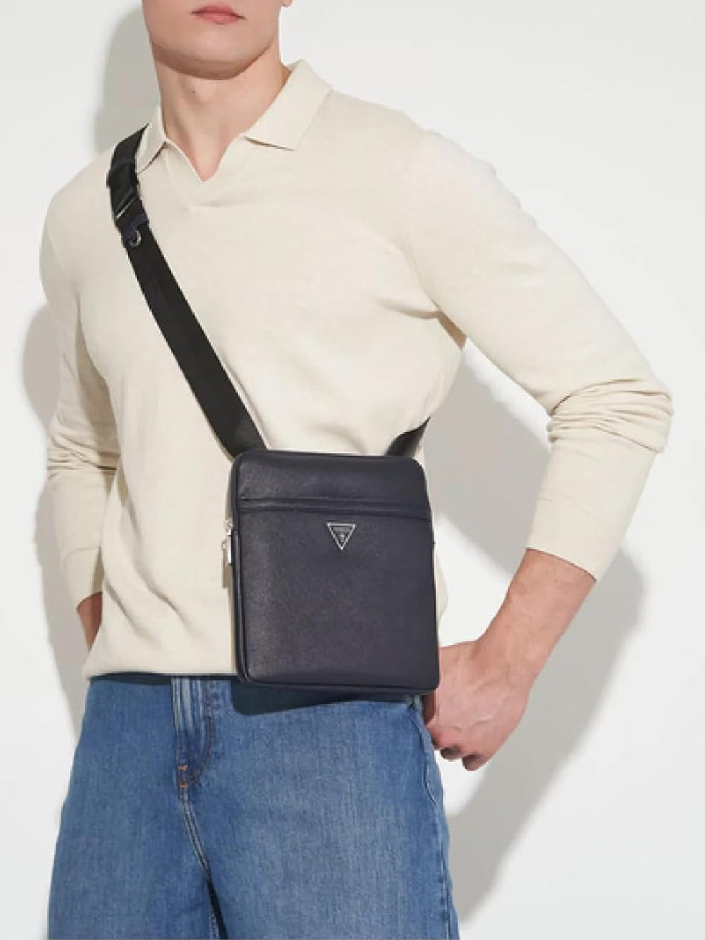 GUESS Borsa a Tracolla Saffiano Uomo - modello HMECSAP3123 Blu