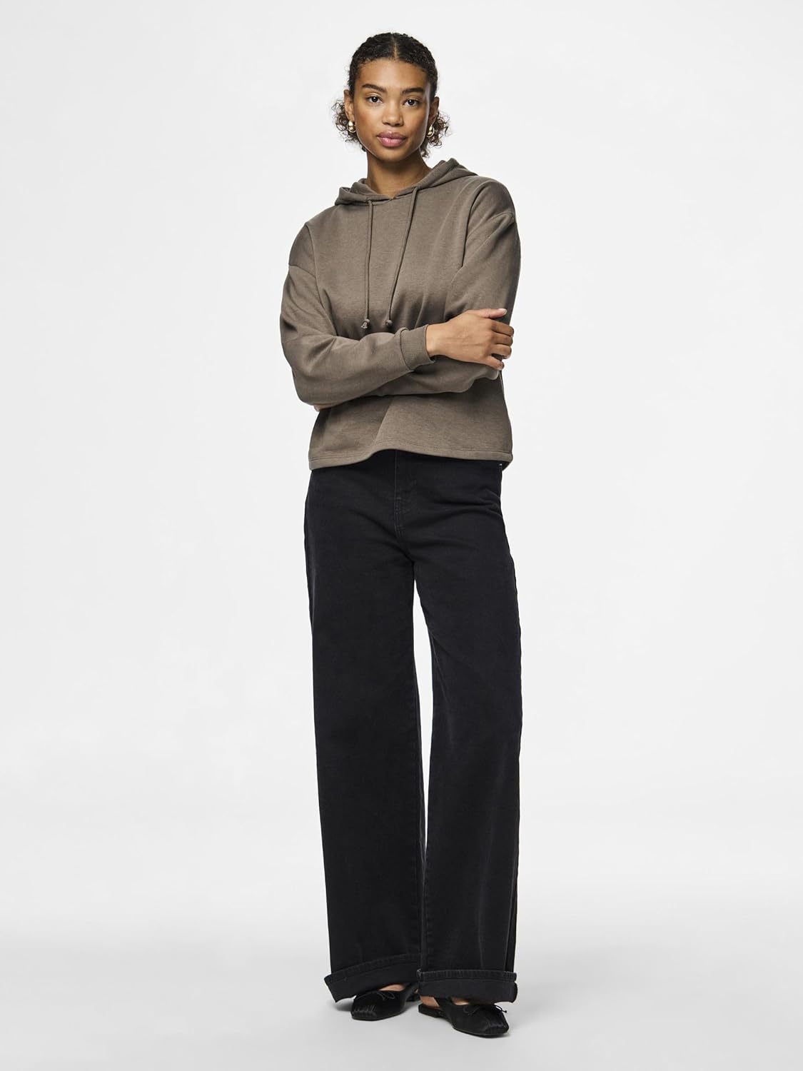PIECES Felpa Donna - Fango modello 17113437 Marrone