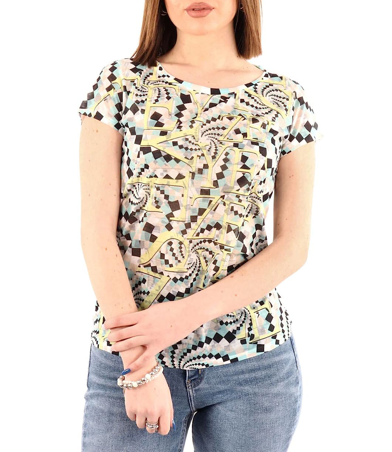 YES ZEE T-shirt Donna Mod. T236 Y101 2954 FANTASIA Multicolore