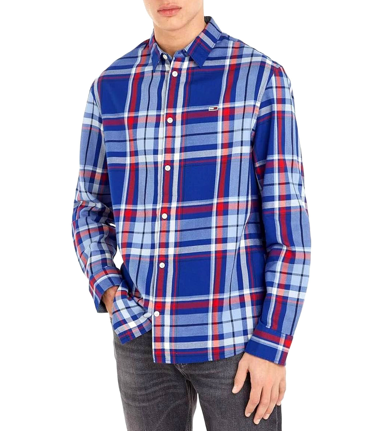 Tommy Hilfiger Tommy Jeans Camicia m/l Uomo Mod. DM0DM16612 C9B Blue Blu