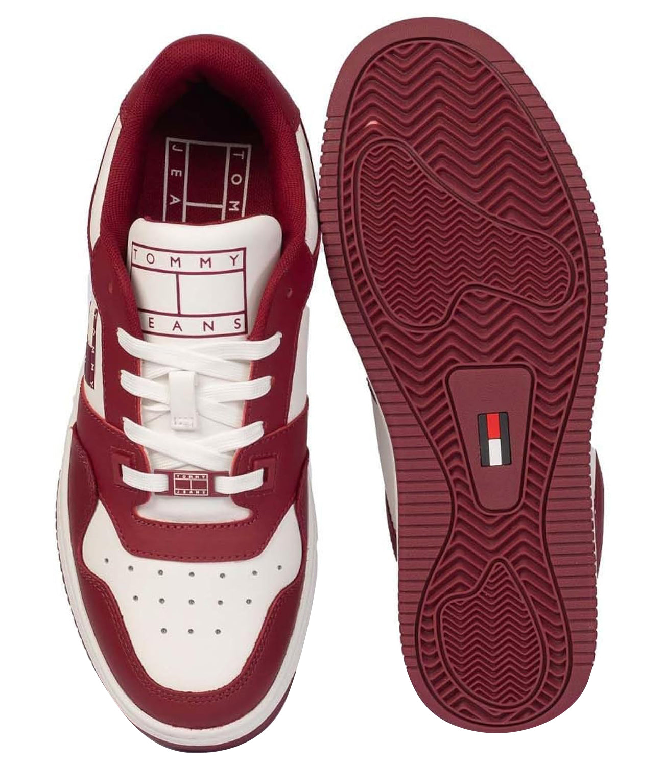 Tommy Hilfiger Tommy Jeans Sneakers Uomo Mod. EM0EM01256 BASKET PREMIUM XJS Bordeau Rosso