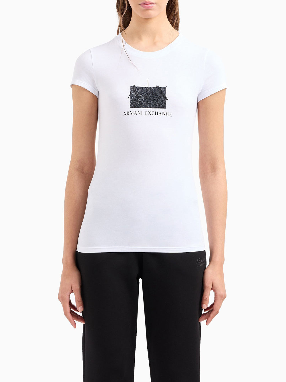 T-shirt Armani Exchange Slim Fit da Donna - Bianco