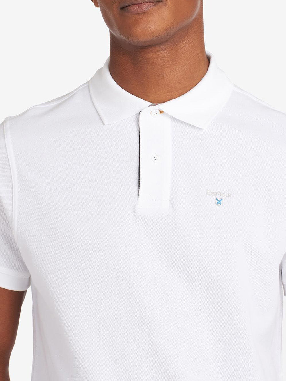 Polo Barbour Tartan Pique da Uomo - Bianco