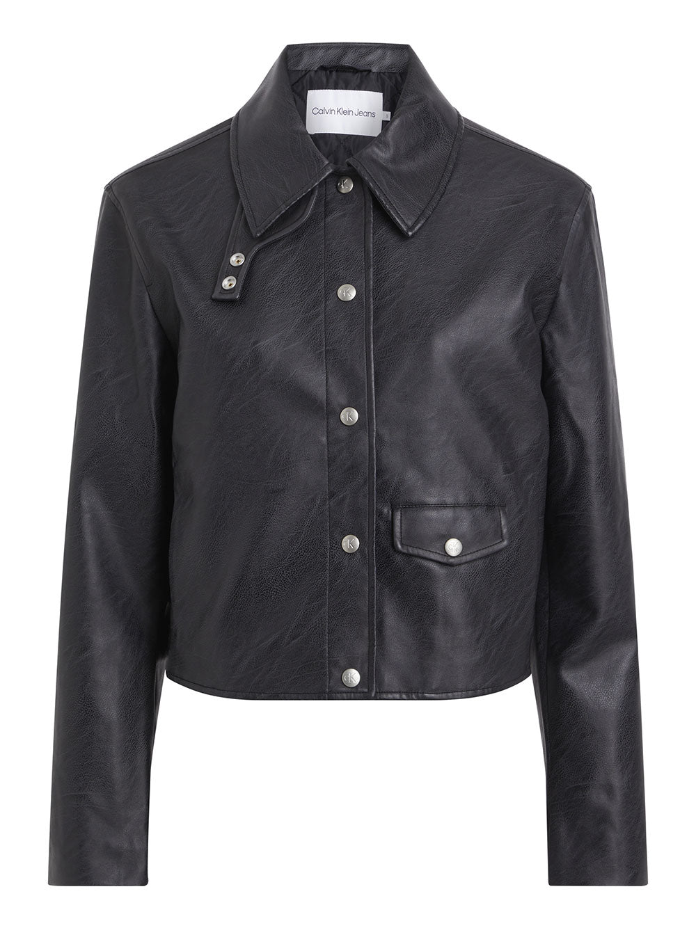 Giubbino di Pelle Calvin Klein Short Faux Leather da Donna - Nero
