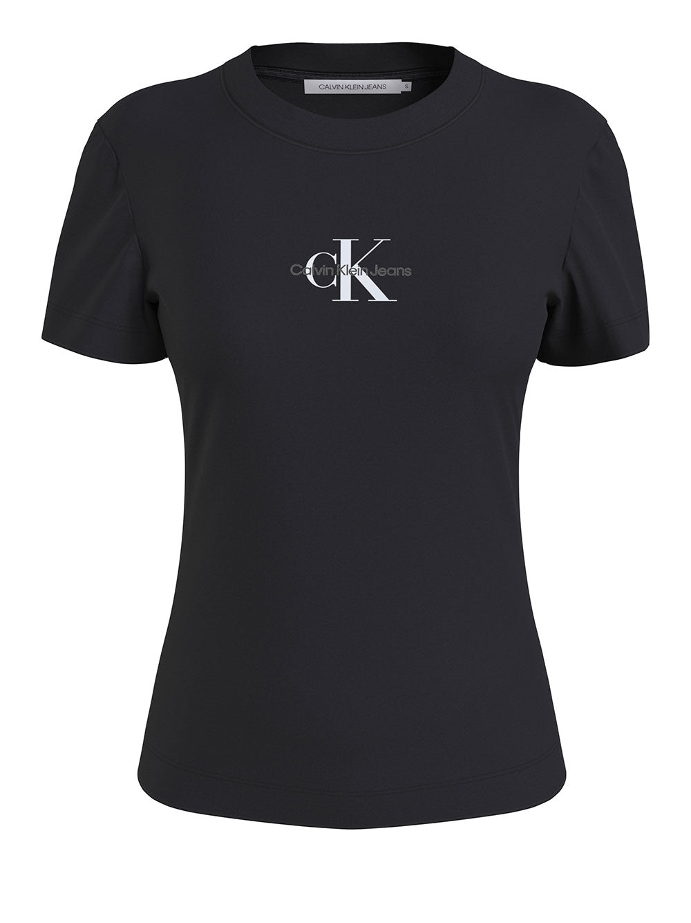 T-shirt Calvin Klein Monologo Slim da Donna - Nero