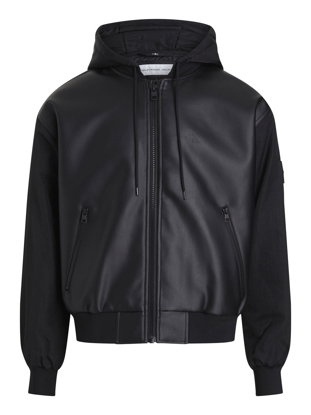 Giubbino di Pelle Calvin Klein Faux Leather da Uomo - Nero