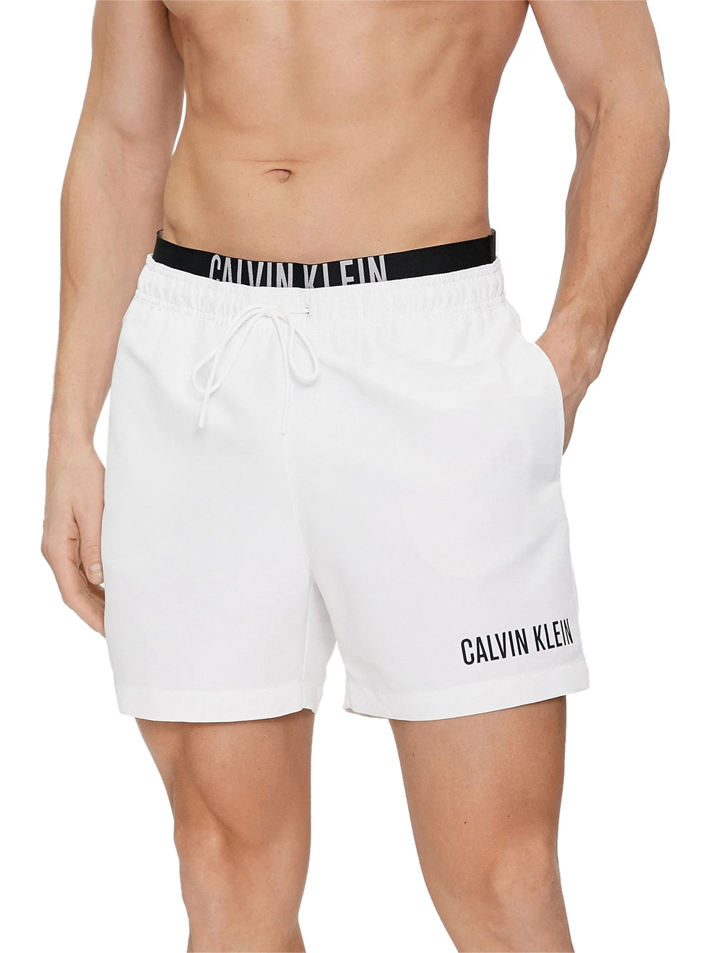 Shorts Mare Calvin Klein Double Wb da Uomo - Bianco