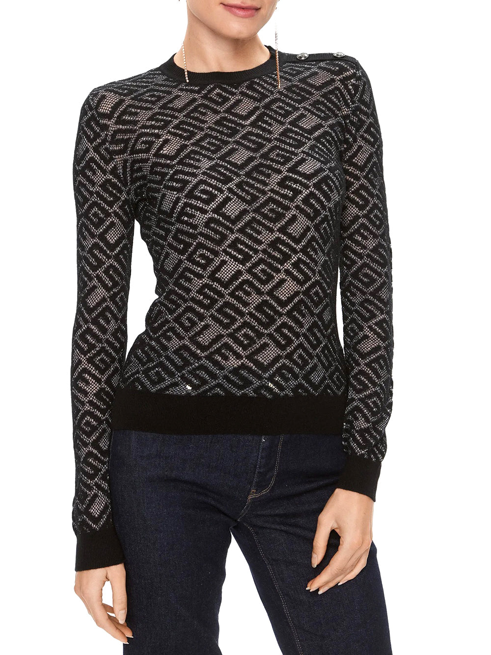 Guess Maglia Donna Mod. W4RR28 Z3C90 JBLK Black Nero