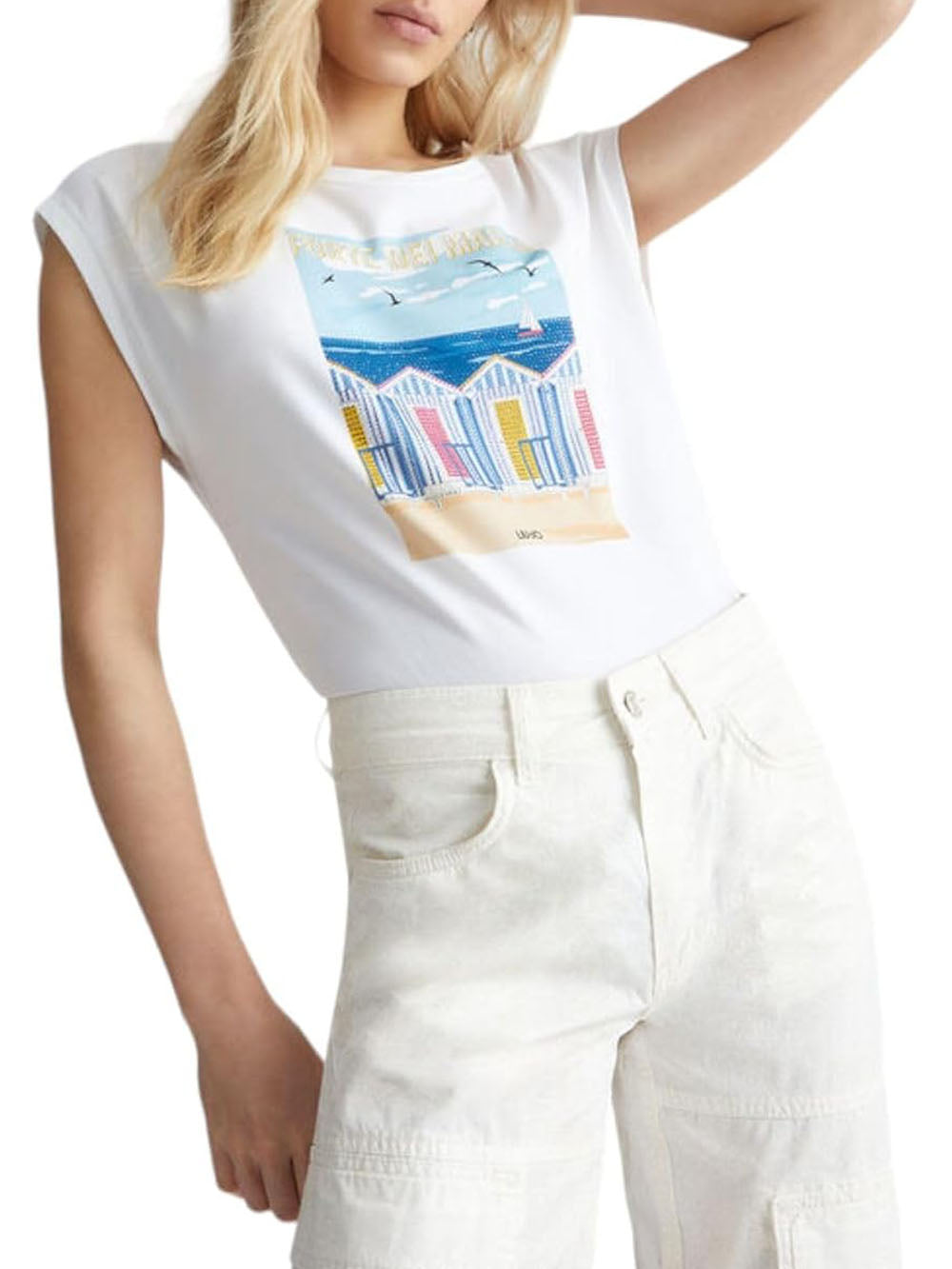 Liu Jo T-shirt Donna Mod. MA4338 J5003 N9281 White Bianco