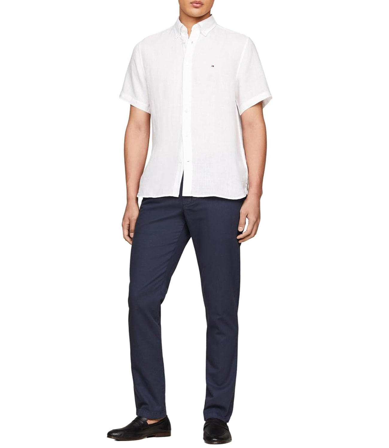 Tommy Hilfiger Camicia Manica Corta Uomo Mod. MW0MW35207 YCF White Bianco