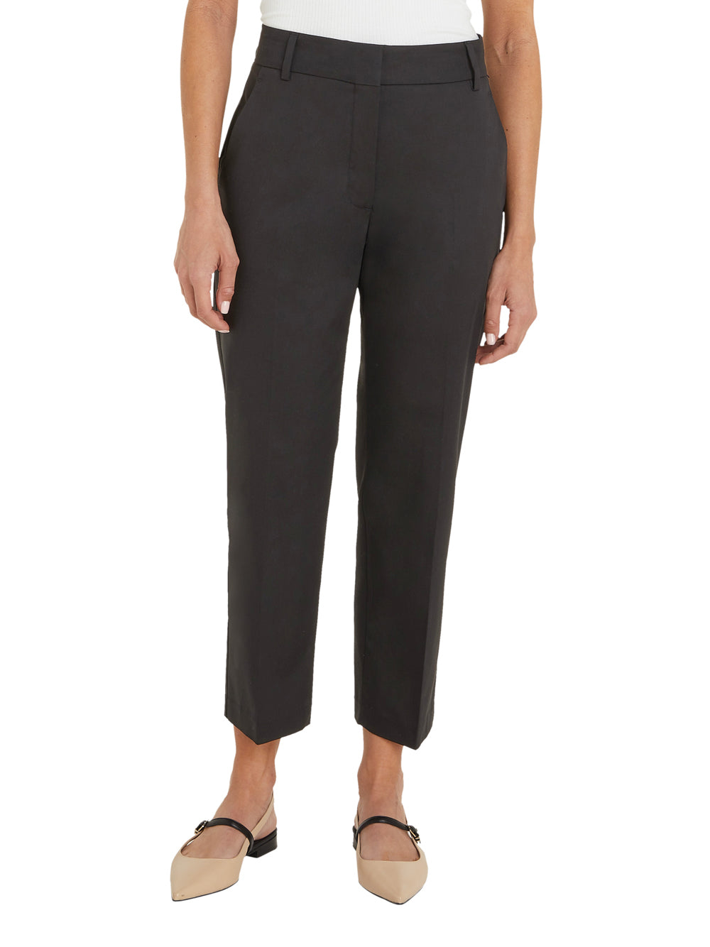 Pantalone Straight Tommy Hilfiger Slim Straight da Donna - Nero