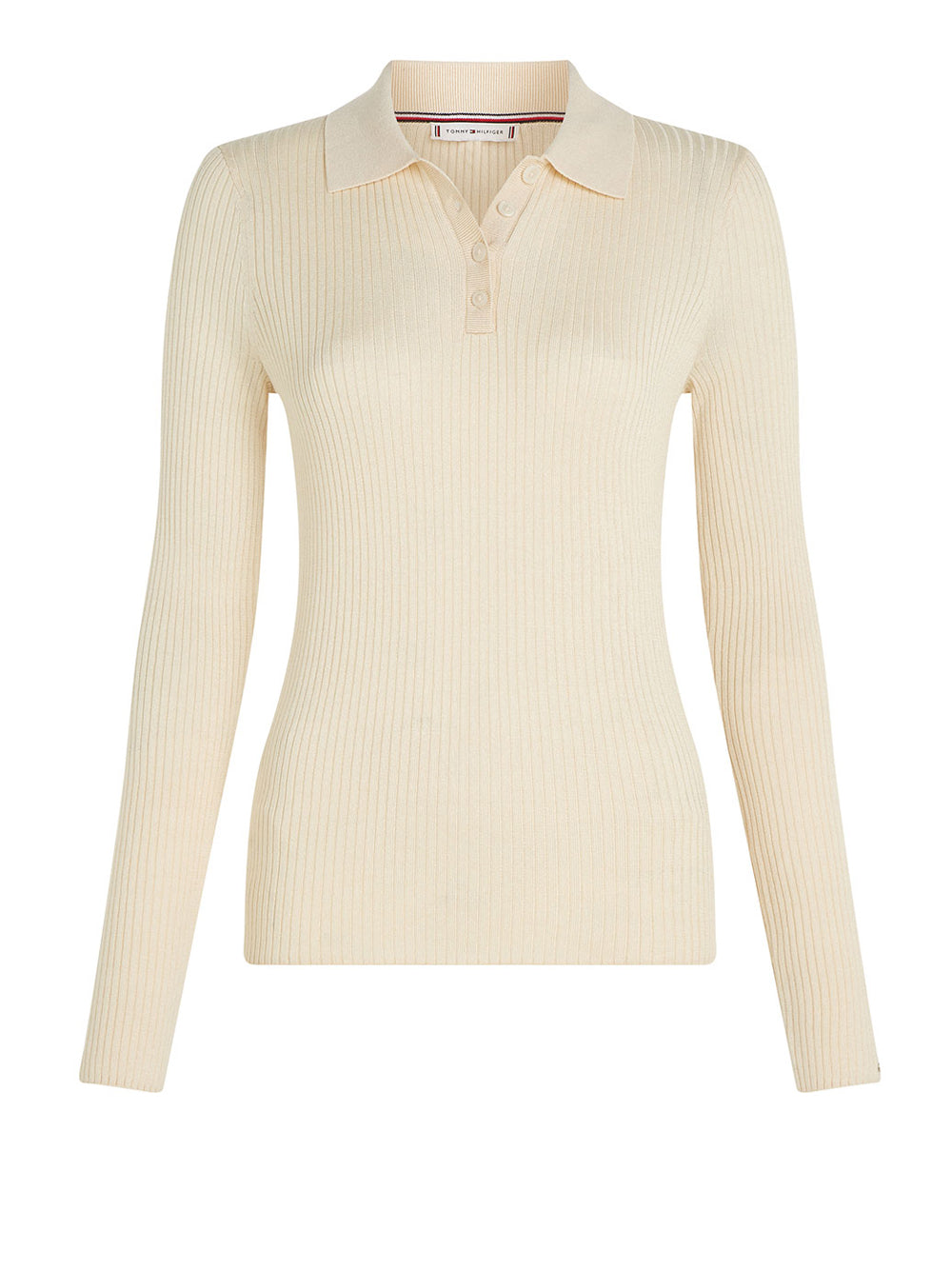 Polo Tommy Hilfiger Fine Ribs Sweater da Donna - Avorio