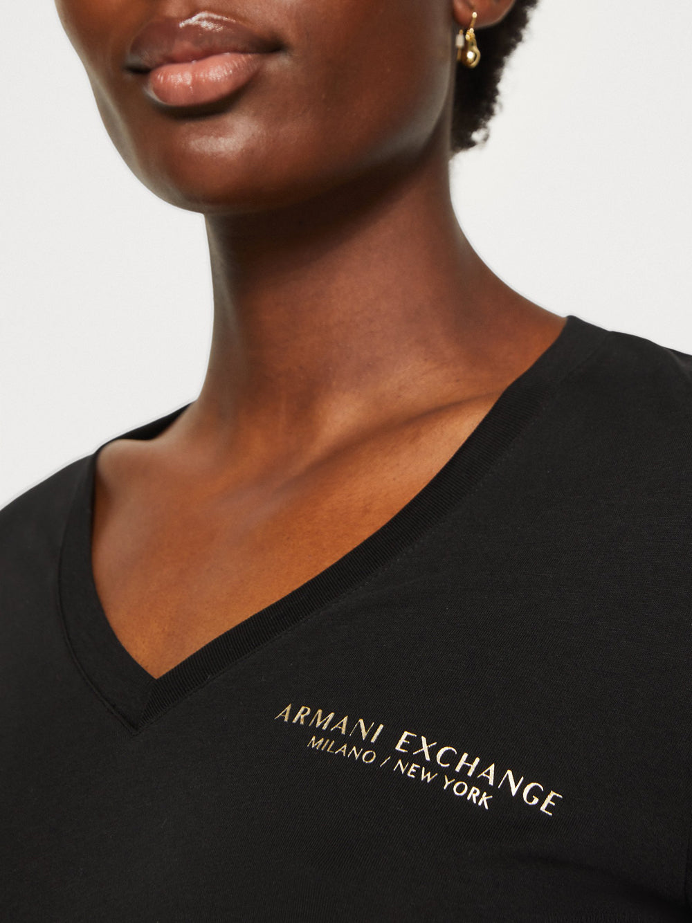 A|X Armani Exchange T-shirt Donna Mod. 8NYT89-YJG3Z 52AK Black/gold Nero