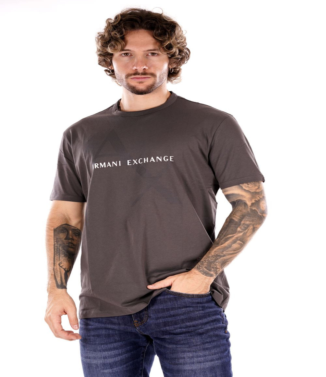 A|X Armani Exchange T-shirt Uomo Mod. 8NZT76-Z8H4Z 19AC Dark Shadow