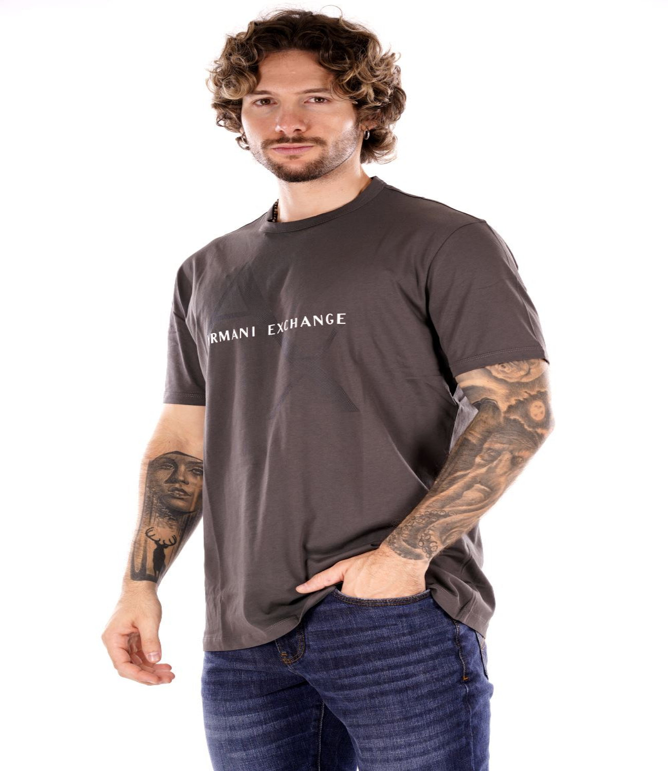 A|X Armani Exchange T-shirt Uomo Mod. 8NZT76-Z8H4Z 19AC Dark Shadow
