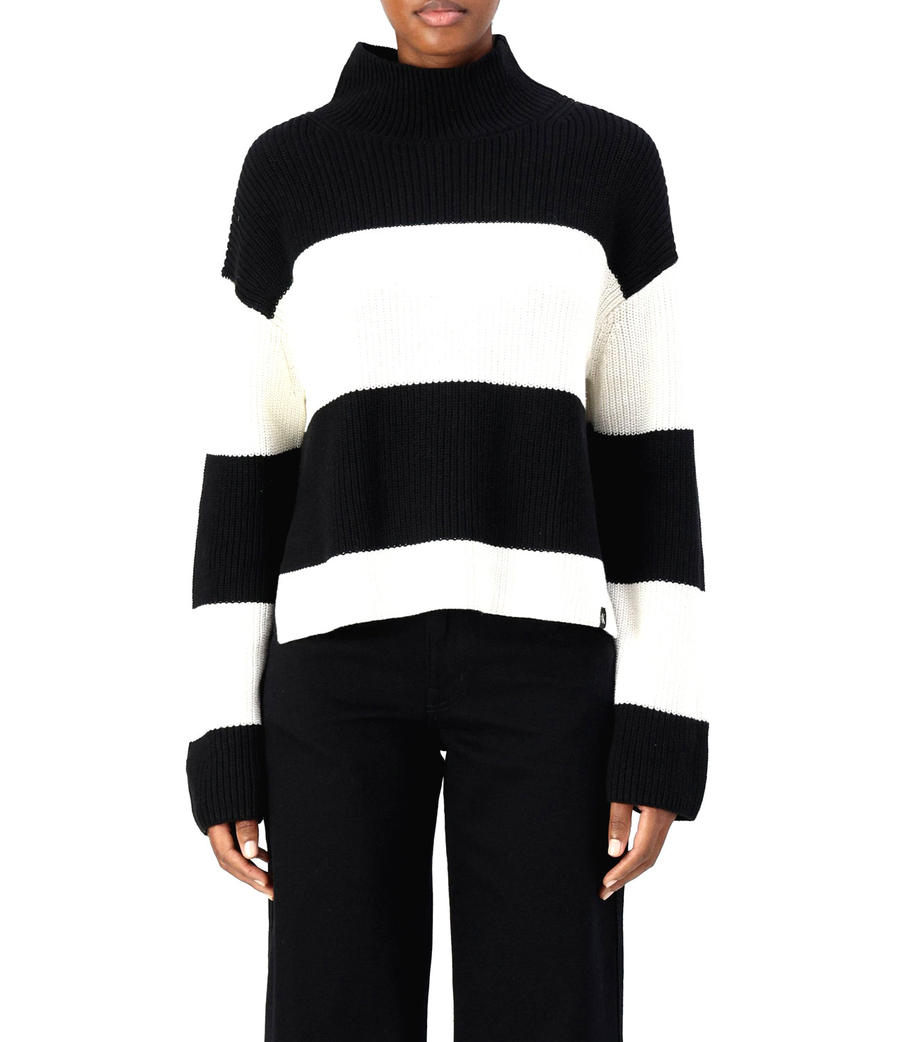 Calvin Klein Calvin Klein Jeans Pullover Chunky Loose High Ne Donna Mod. J20J224227 YBI Ivory / Ck Black Stripe
