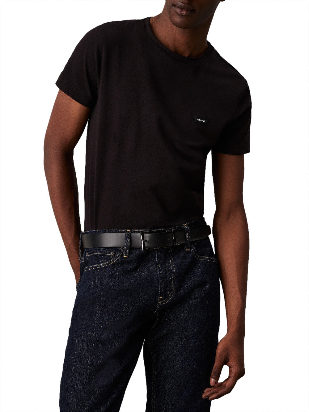Calvin Klein T-shirt Stretch Slim Fit T-S Uomo Mod. K10K112724 BEH Ck Black