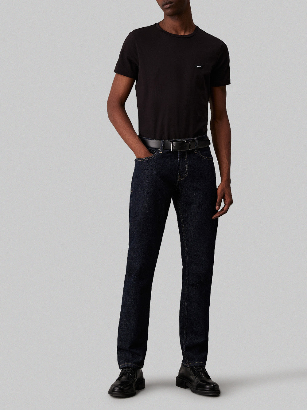 Calvin Klein T-shirt Stretch Slim Fit T-S Uomo Mod. K10K112724 BEH Ck Black