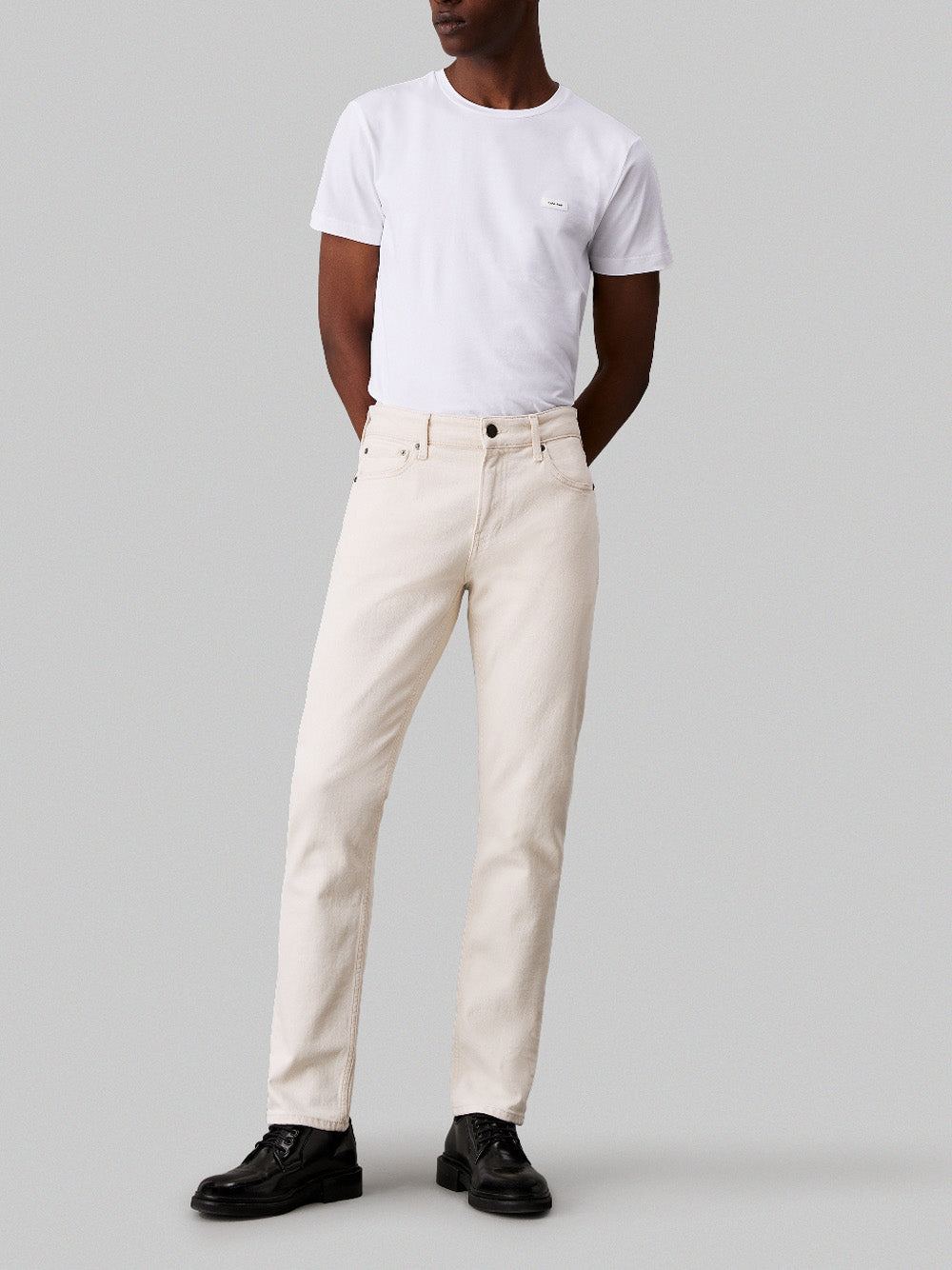 Calvin Klein T-shirt Stretch Slim Fit T-S Uomo Mod. K10K112724 YAF Bright White