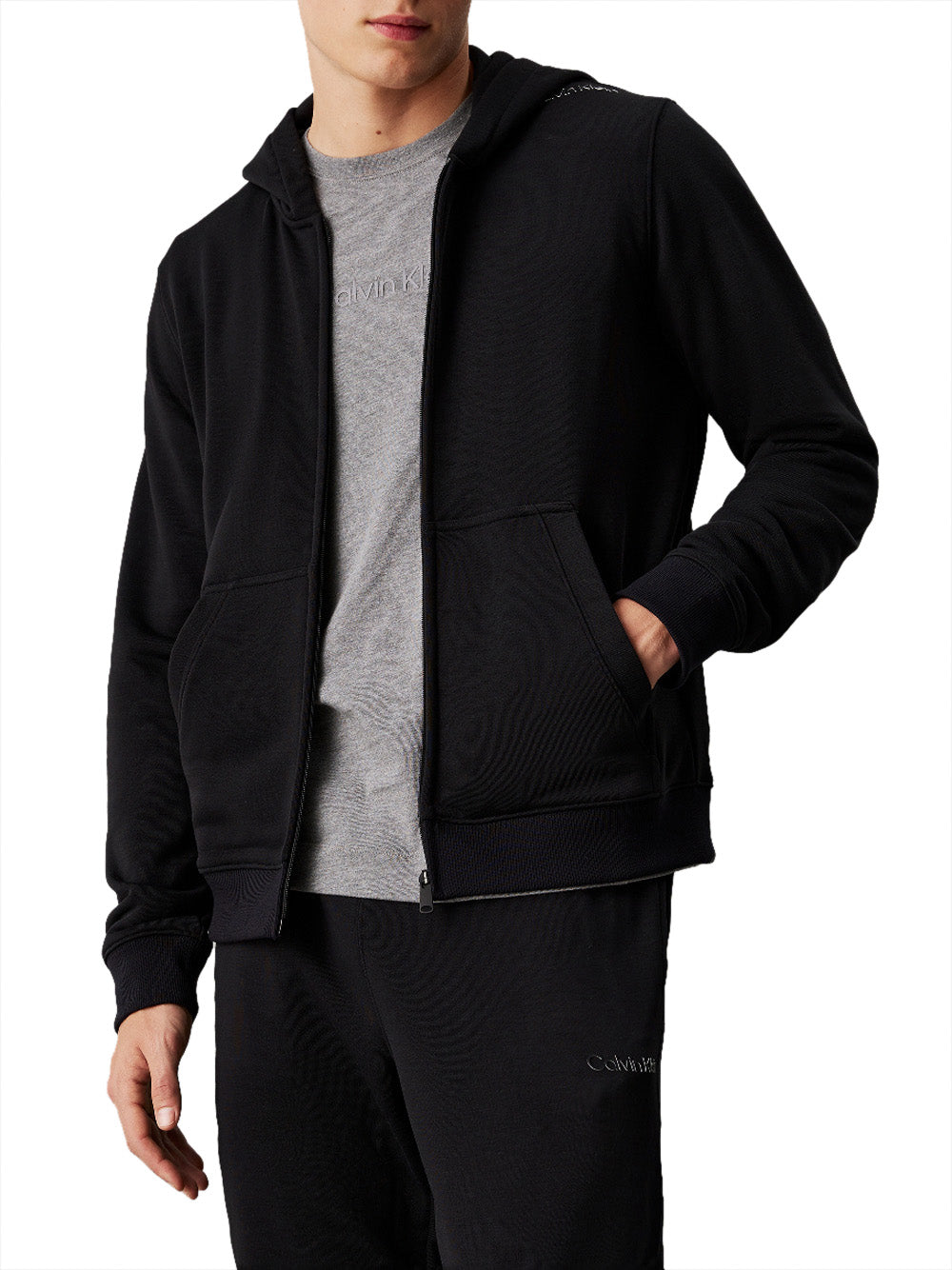 Calvin Klein Calvin Klein Felpa cappuccio Pw - Full Zip Hoodi Uomo Mod. 00GMS4J417 BAE Black Beauty