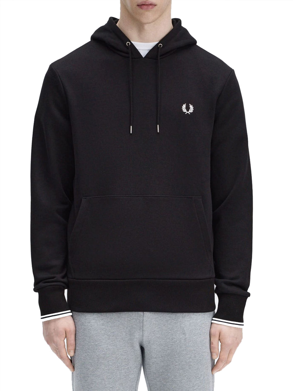 Felpa Cappuccio Fred Perry Tipped da Uomo - Nero