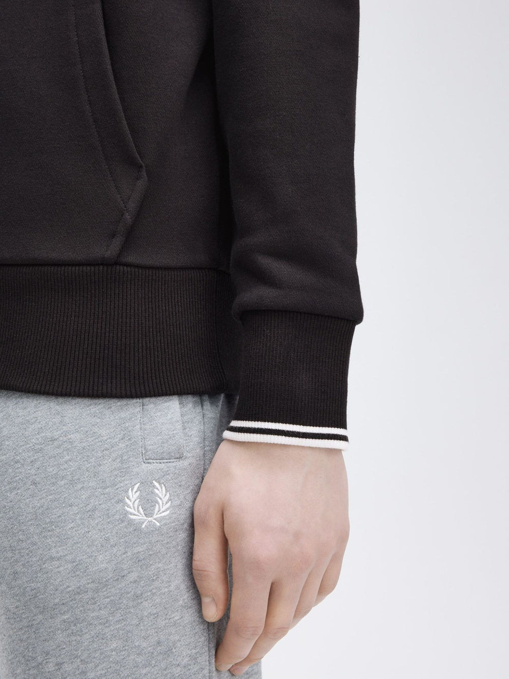 Felpa Cappuccio Fred Perry Tipped da Uomo - Nero
