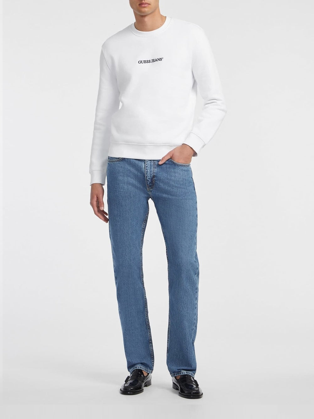 GUESS JEANS Felpa Girocollo Uomo Mod. M4YQ19 K9V31 G011 White Bianco