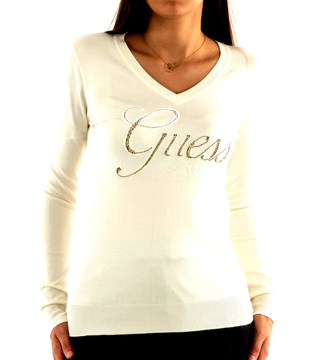 Guess Maglia Donna Mod. W4BR06 Z2NQ2 G012 Panna Avorio