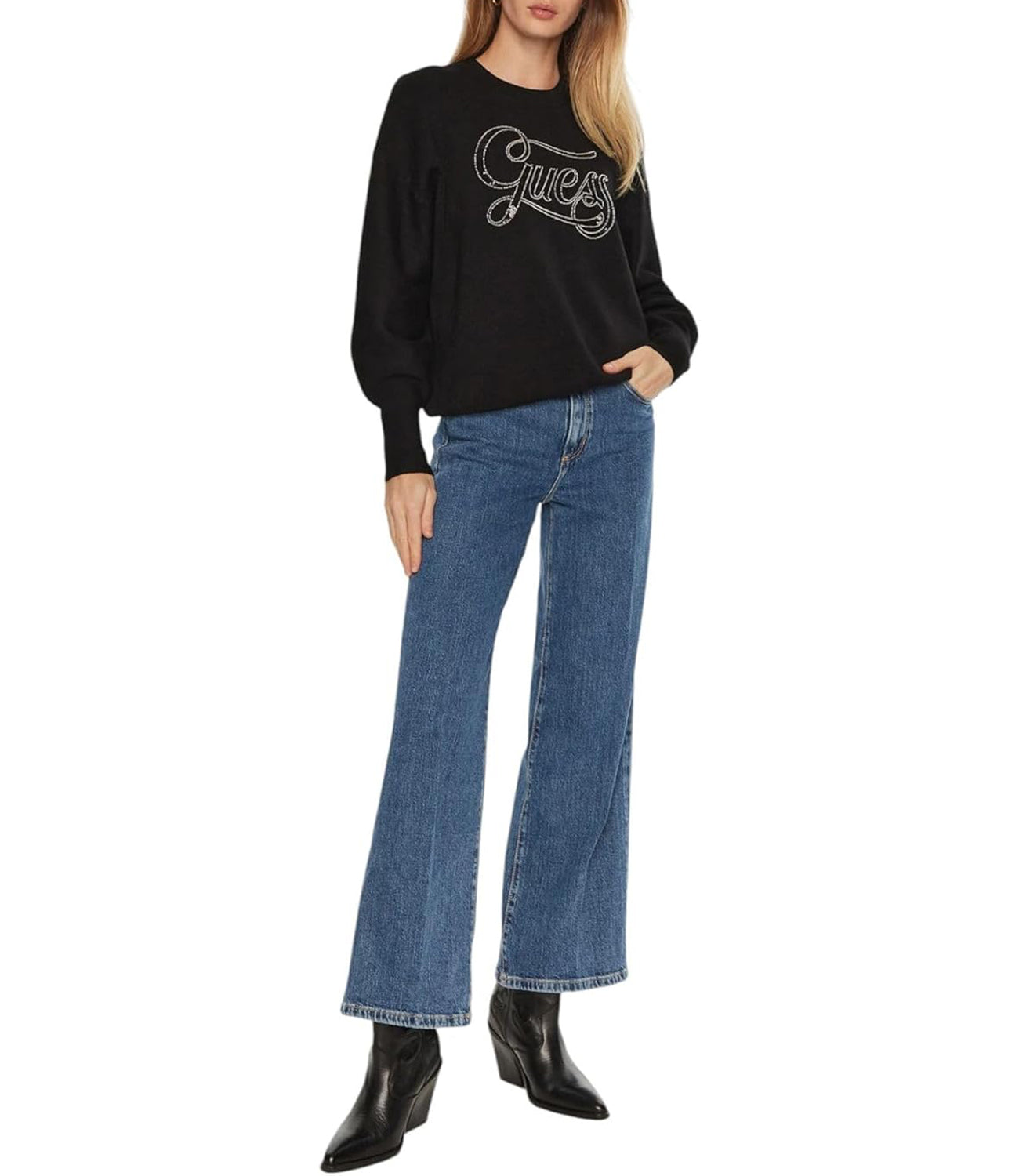 Guess Maglia Donna Mod. W4BR07 Z26I2 JBLK BLACK Nero