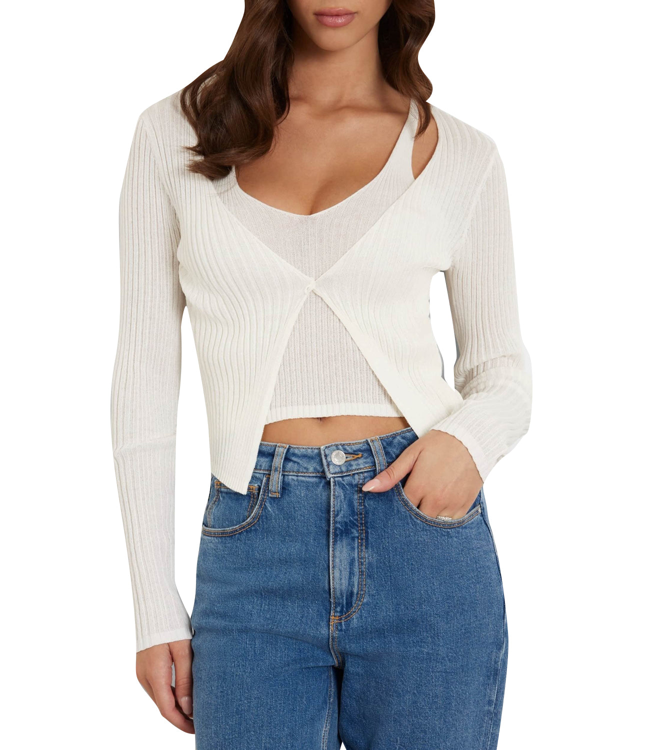 Guess Maglia Donna Mod. W4YR37 Z3G32 G106 Panna Avorio