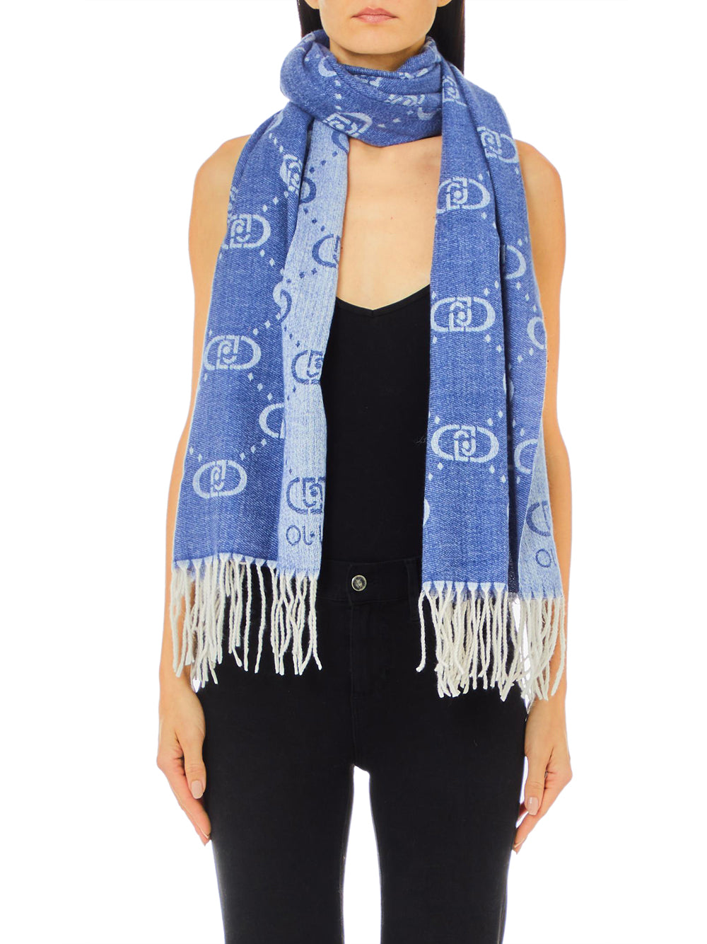 Liu Jo Liu Jo Stola Stola Jacquard Monogram Donna Mod. 2F4004T0300 00737 DENIM Blu