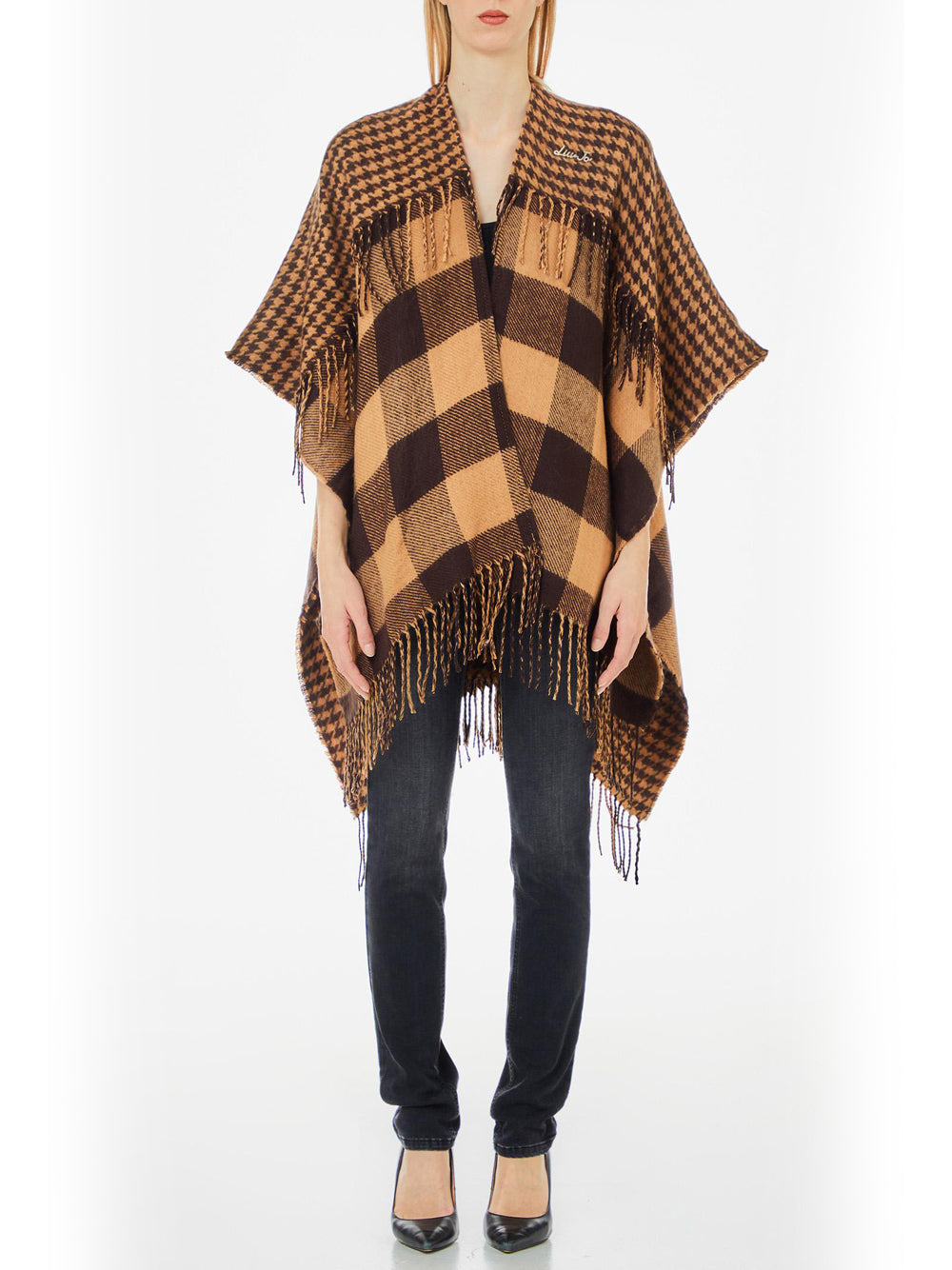 Liu Jo Liu Jo Poncho Poncho Mix Pied De Poule Donna Mod. 2F4021T0300 00070 Cammello Beige
