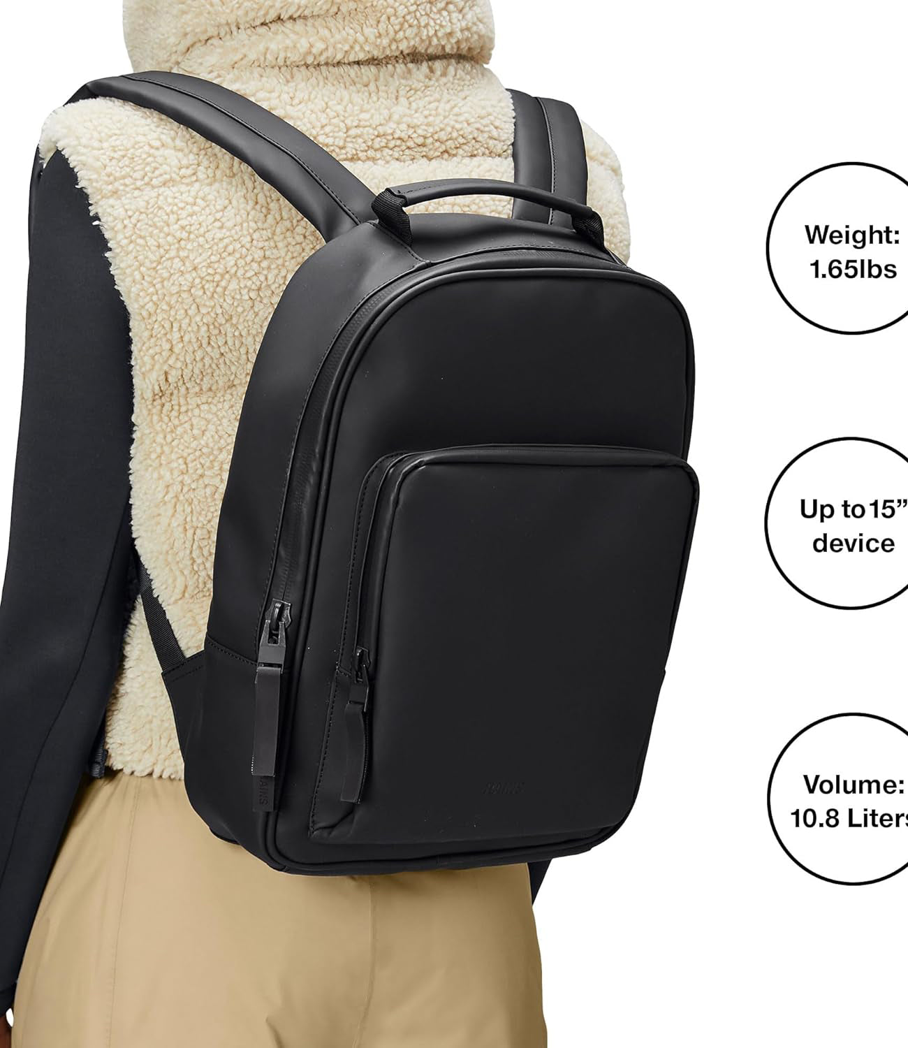 Rains Zaino Unisex Mod. BOOK DAYPACK 13260 01 Black Nero