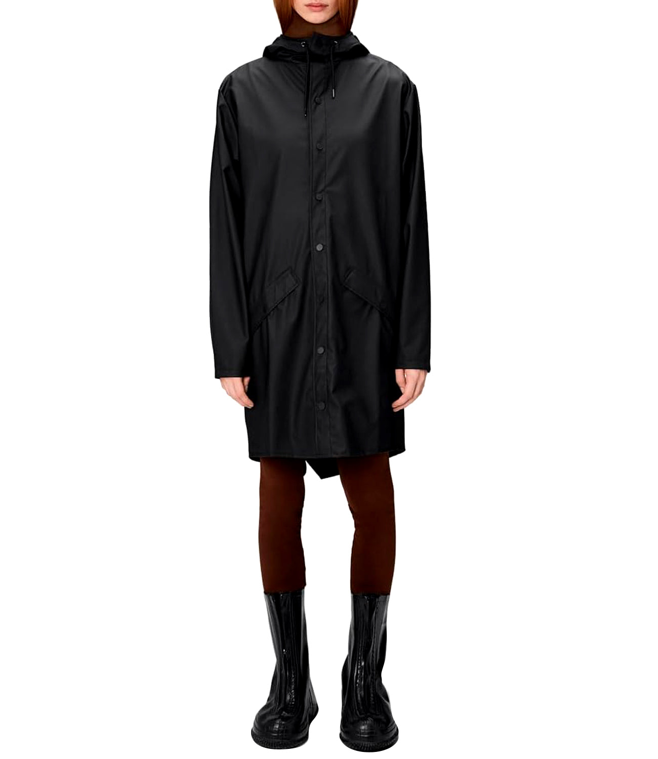 Rains Impermeabile Unisex Mod. LONG JACKET 12020 01 Black Nero