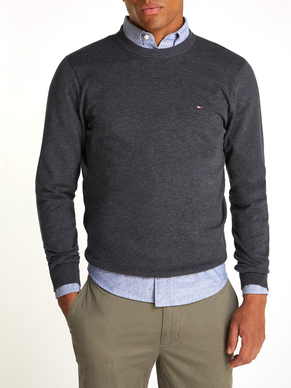 Tommy Hilfiger Pullover 1985 Crew Neck Sweat Uomo Mod. MW0MW21316 P92 Dark Grey Heather