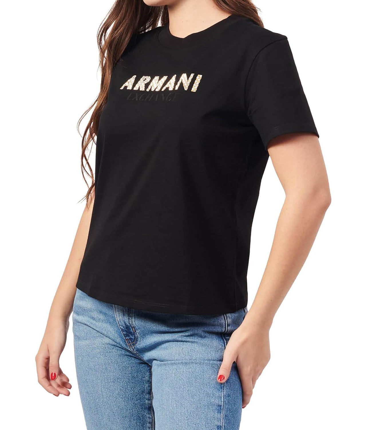 A|X Armani Exchange T-shirt Donna Mod. 6DYT36 YJ7VZ 1200 Nero