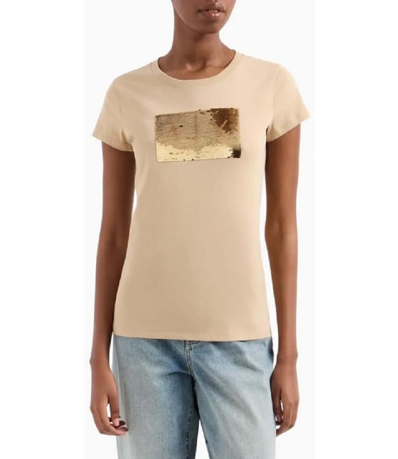 A|X Armani Exchange T-shirt Donna Mod. 8NYTDL YJ73Z U6218 Sabbia Beige