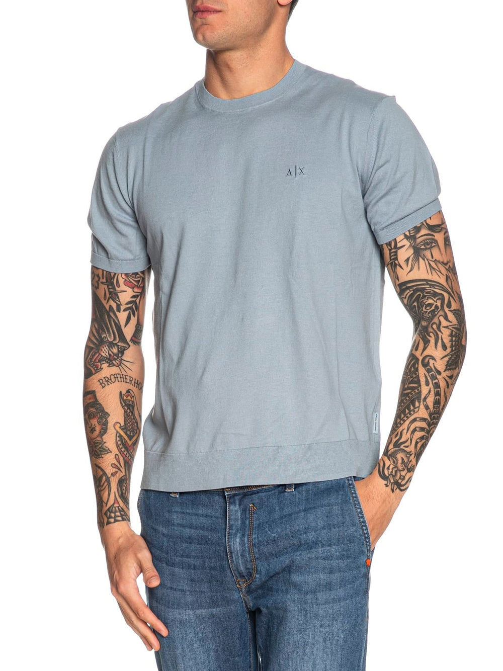 Maglia Armani Exchange da Uomo - Celeste