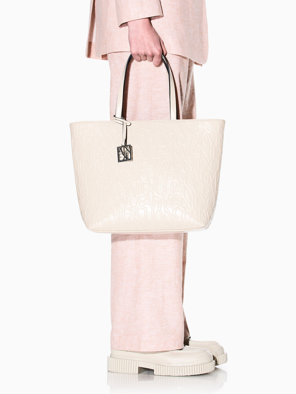 Borsa Shopper Armani Exchange da Donna - Avorio