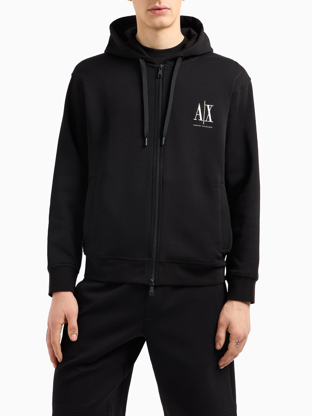 Felpa Zip Armani Exchange da Uomo - Nero