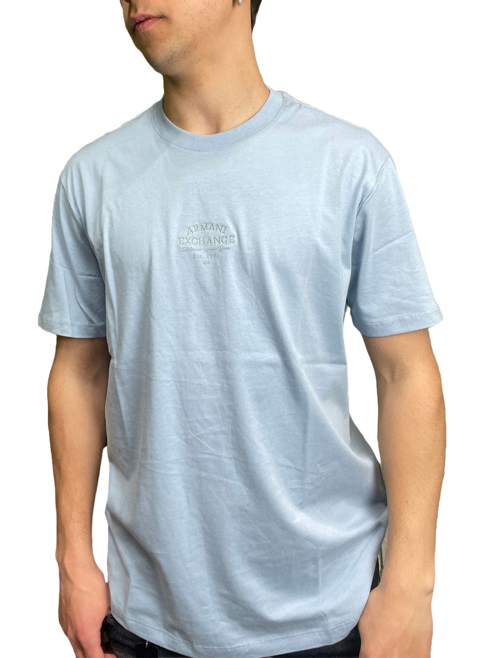 A|X Armani Exchange T-shirt Uomo Mod. XM000761 AF12308 U9360 Celeste Blu
