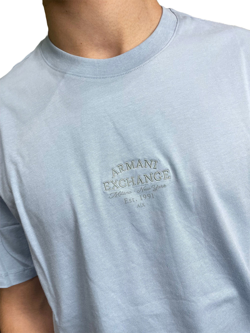 A|X Armani Exchange T-shirt Uomo Mod. XM000761 AF12308 U9360 Celeste Blu