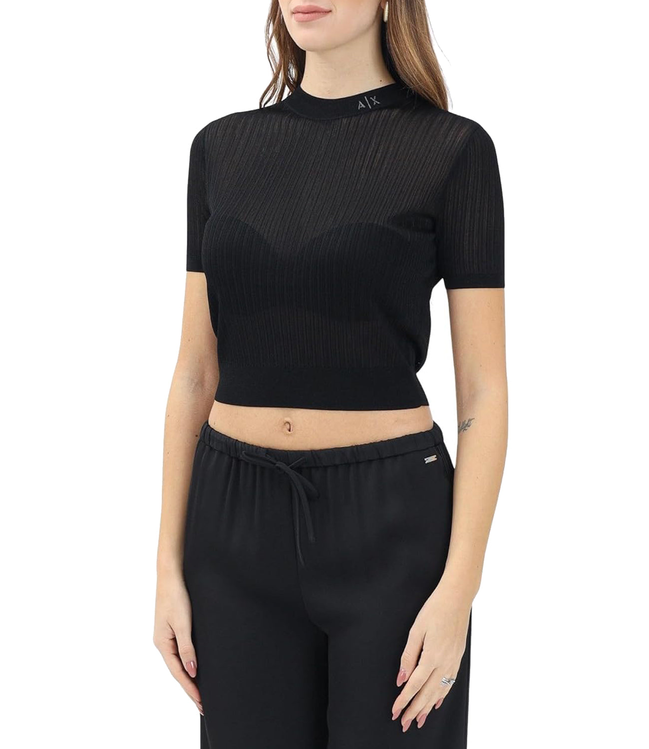 A|X Armani Exchange Maglia Donna Mod. XW000595 AF12785 UC001 Black Nero